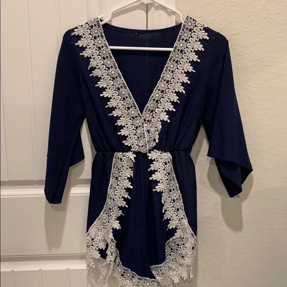 Blue lace romper